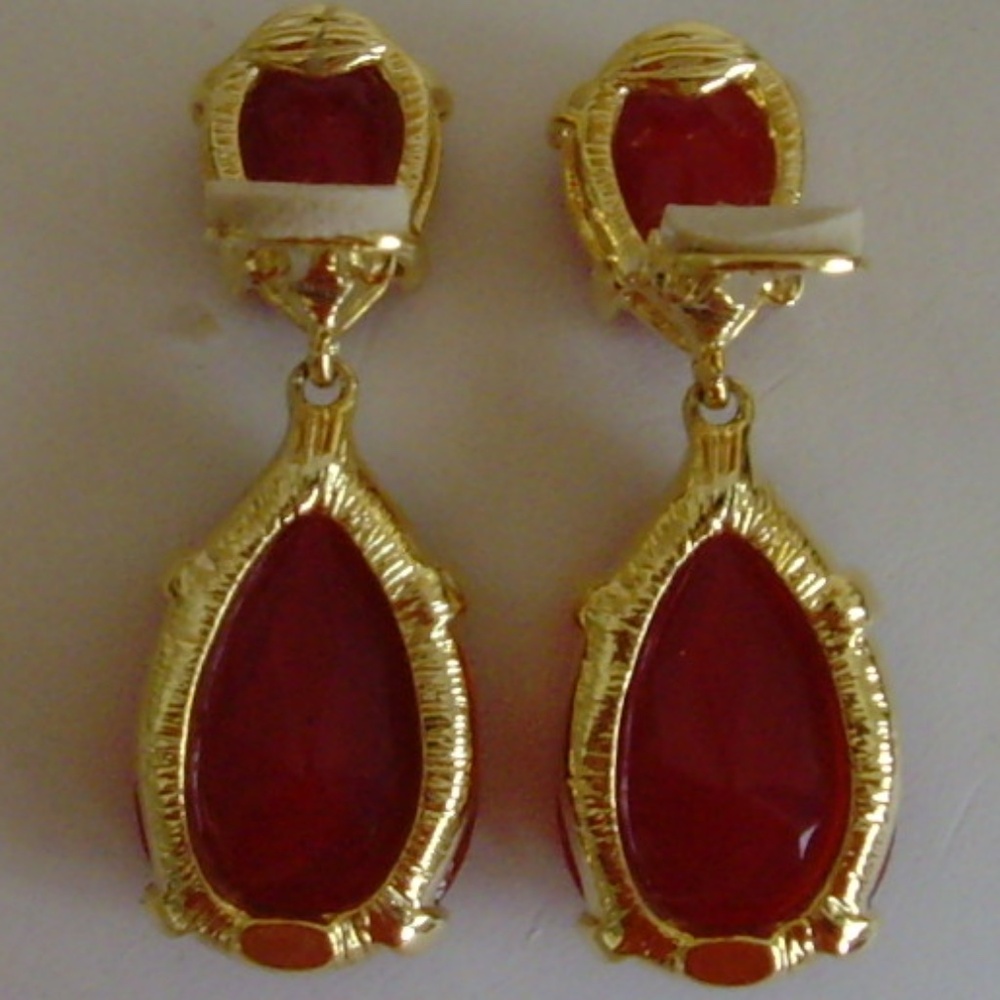 Kenneth Jay Lane Kjl Red Rhinestone Tear Drop Ear… - image 8